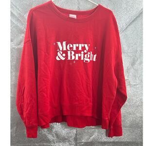 Wondershop Red Merry & Bright Crew Neck Oversized Sweatshirt 2x